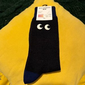 Uniglow x Anna Hindmarch blue socks